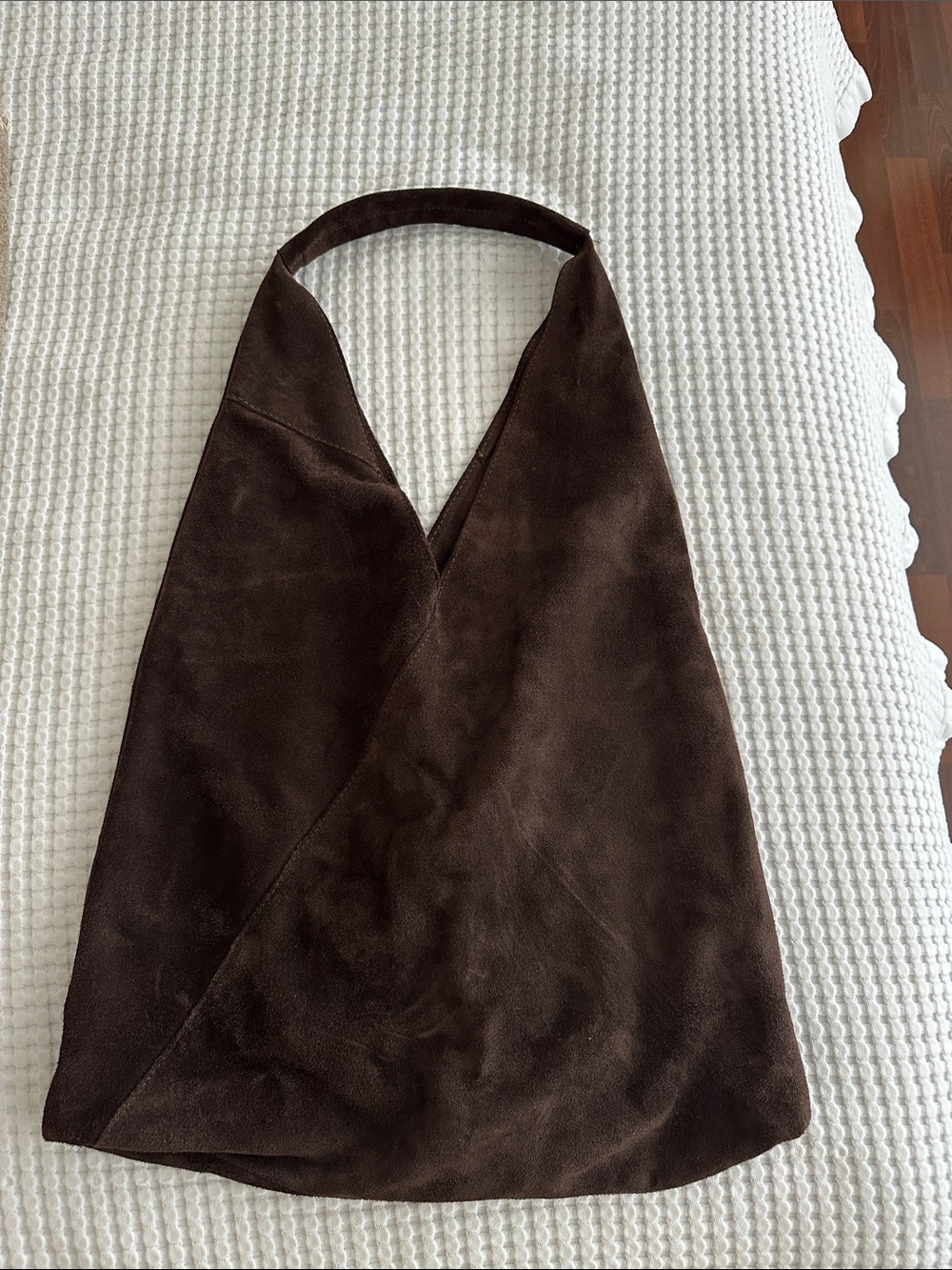 Dark Brown Suede Hobo Shoulder Bag